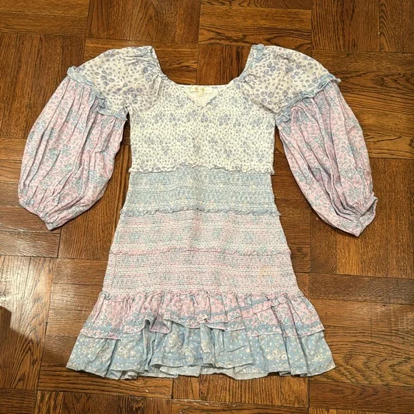 LOVESHACKFANCY Ensley Floral Smocked Mini Dress - Picture 3 of 5